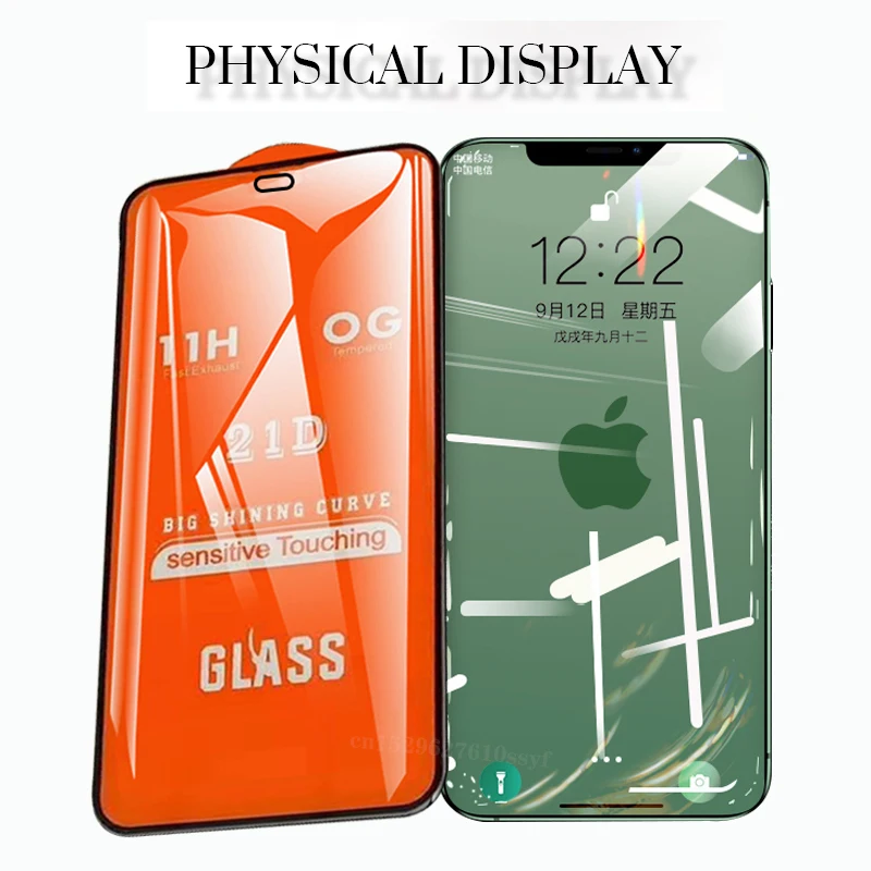 

Tempered Glass For iPhone 11 Pro Max Screen Protector Full Cover 12 Pro Max Glass Mini 6 6S 8 7 Plus X Xs Max Xr 8Plus Film Case