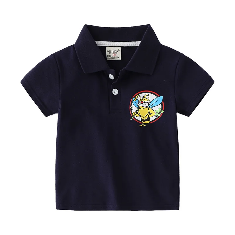 

Elegant Boys Polo Tshirt Cute Bee Pattern Kids Summer Clothes Cotton Tops Tees Toddler Shirt Japanese Style