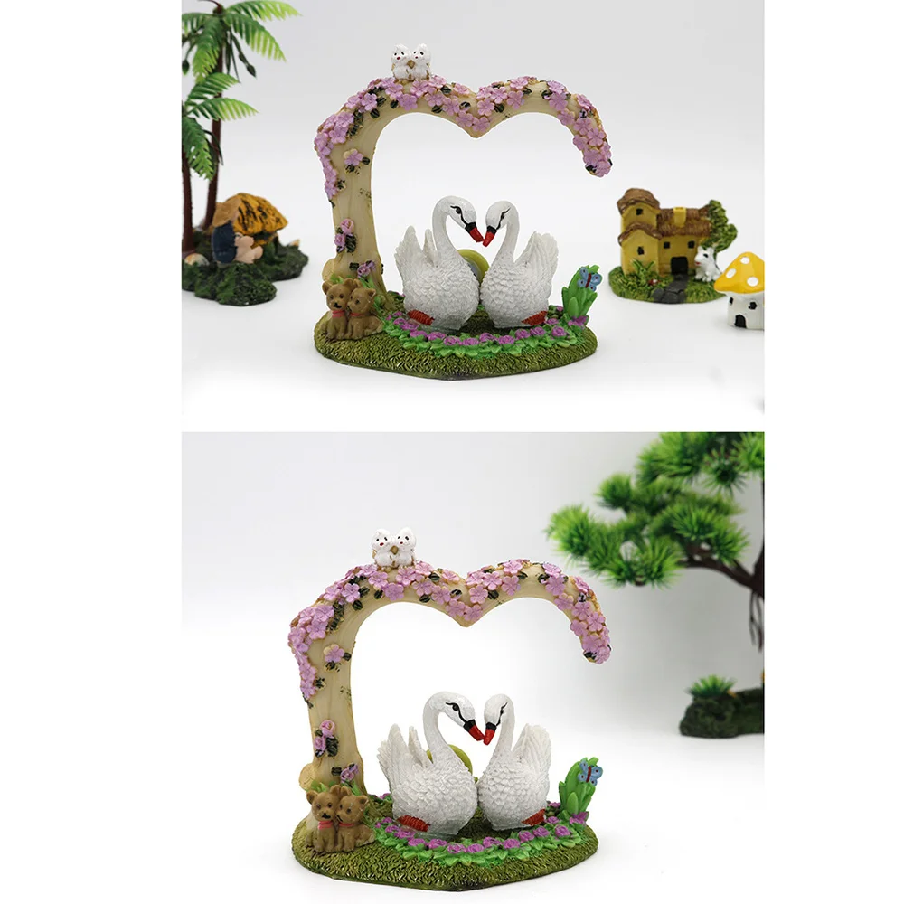 

Aquarium Heart Swan Ornament Home Desktop Decoration Fish Tank Resin Craft