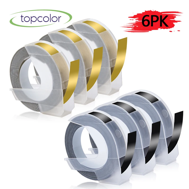 Topcolor 3PK черный + золото 3D тиснение этикетка лента подходит Dymo руководство принтер