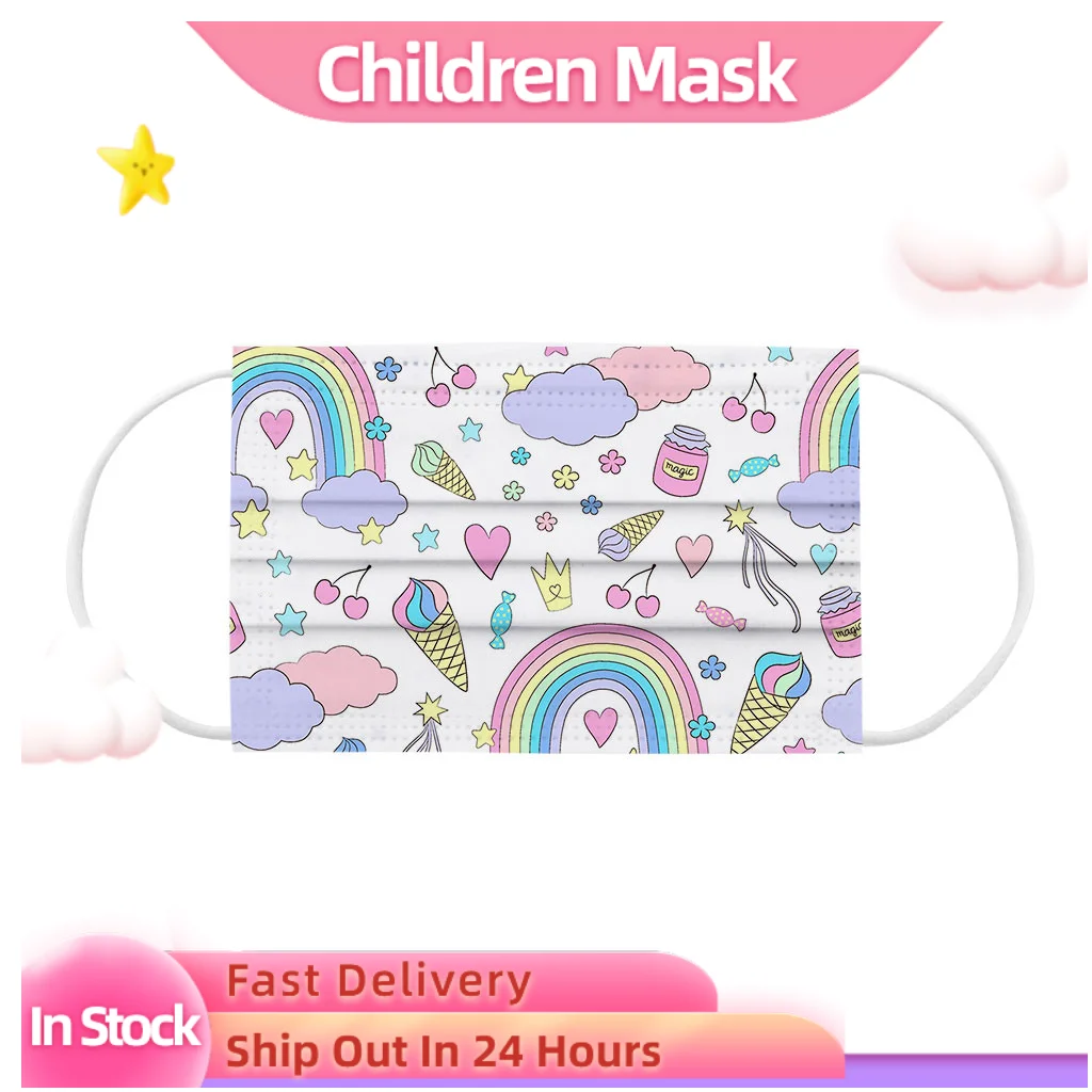 

50pc Children's Mask Disposable Face Mask 3ply Ear Loop For Kids Mascarillas Masks For Face Masques Protection Halloween Cosplay