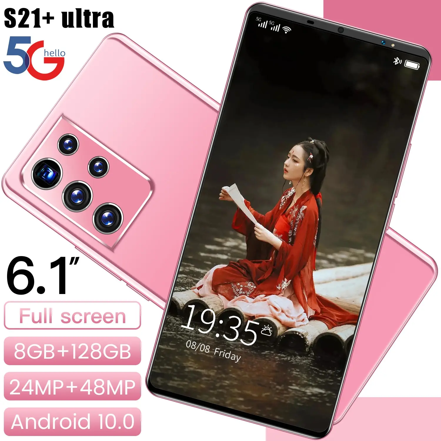 

Hot New Arrival Global Version S21+Ultra 6.1 Inch Cellphone 8+128GB 24+48MP 10Core HD Face Fingerprint ID Andriod10 Mobile Phone