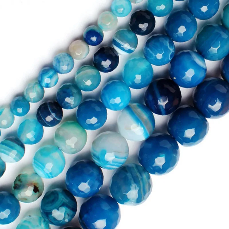 Для детей возрастом от 2 до 16 лет мм натуральные Круглые граненые синий Агаты