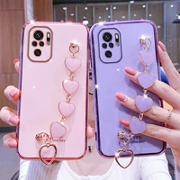For Redmi Note10S Case Luxury Love Heart Wrist Chain Phone Case For Redmi Note 10Pro 8Pro POCO Case