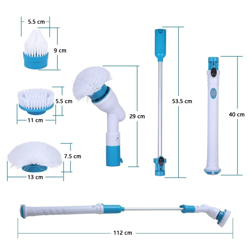 

Turbo Scrub Electric Cleaning Brush Adjustable Brush Wireless Charging Waterproof Cleaner Kitchen Cleaning Tools Set 2020 New