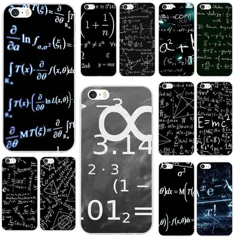 Математические формулы Типографика Coque для iPhone 7 8 PLUS 6S X XR XS Max 5 6 5s SE 6PLUS Силиконовый Мягкий Прозрачный Силикон ТПУ чехлы для телефонов
