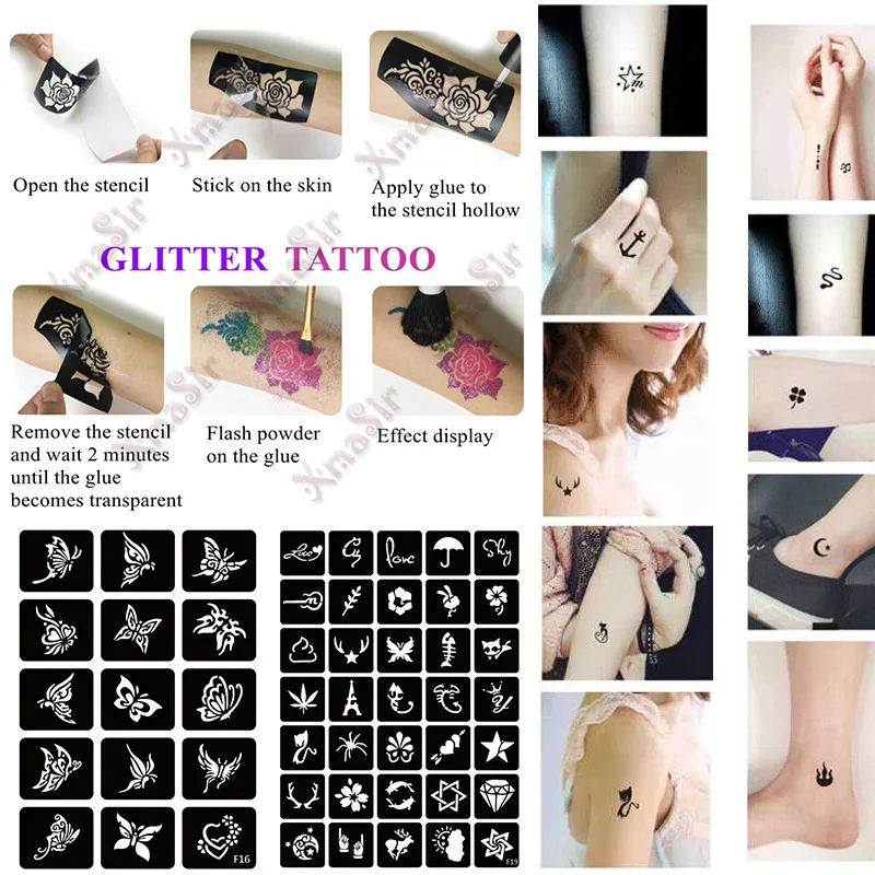 22 шт./компл. Аэрограф хна трафарет татуировки для рисования тела дети взрослые