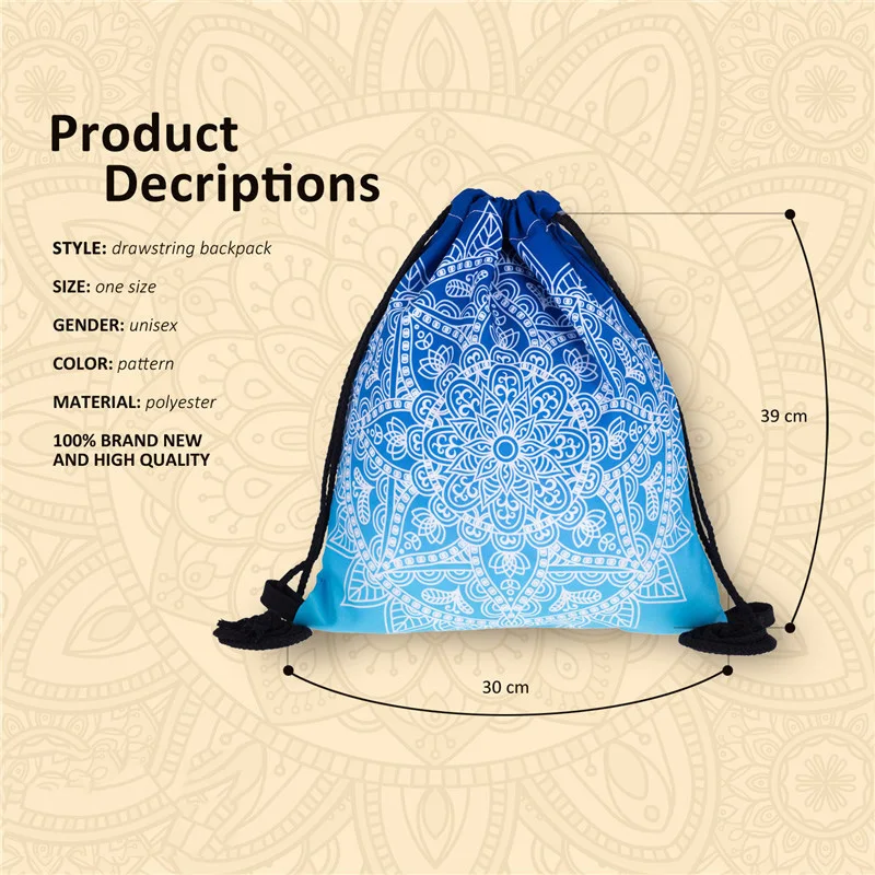 Рюкзак на шнурке для женщин Модный водонепроницаемый ранец из ткани Оксфорд с