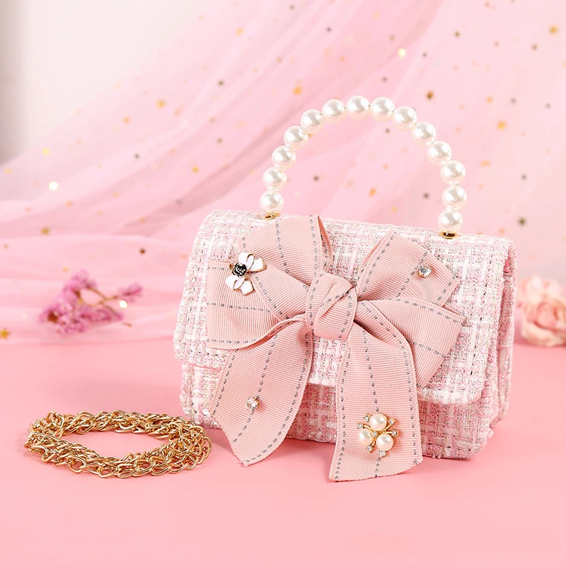 

Colorful Princess Handbag Girls Three Styles Canvas Bow Flower Angel Outdoor Kids Coin Purse For Gift Children's Diagonal Bag