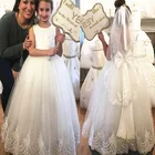 2020 детское Пышное Бальное Платье с цветочным рисунком, платья для девочек с пышным атласным бантом, платья принцессы, Длинные Детские платья для причастия