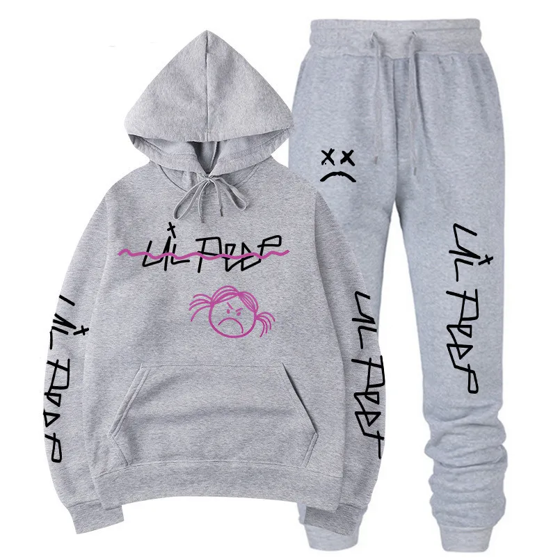 

Hot Style Lil Peep Hoodie Love Lil.Peep Men's Sweater + Sweatpants Suit Hooded Pullover Sweatshirt Sudaderas Crybaby Hoodie