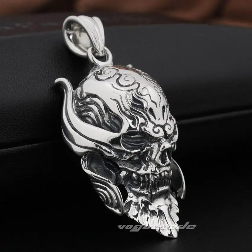 Женская серебряная подвеска в виде большой короли с черепом Мужская Байкерская