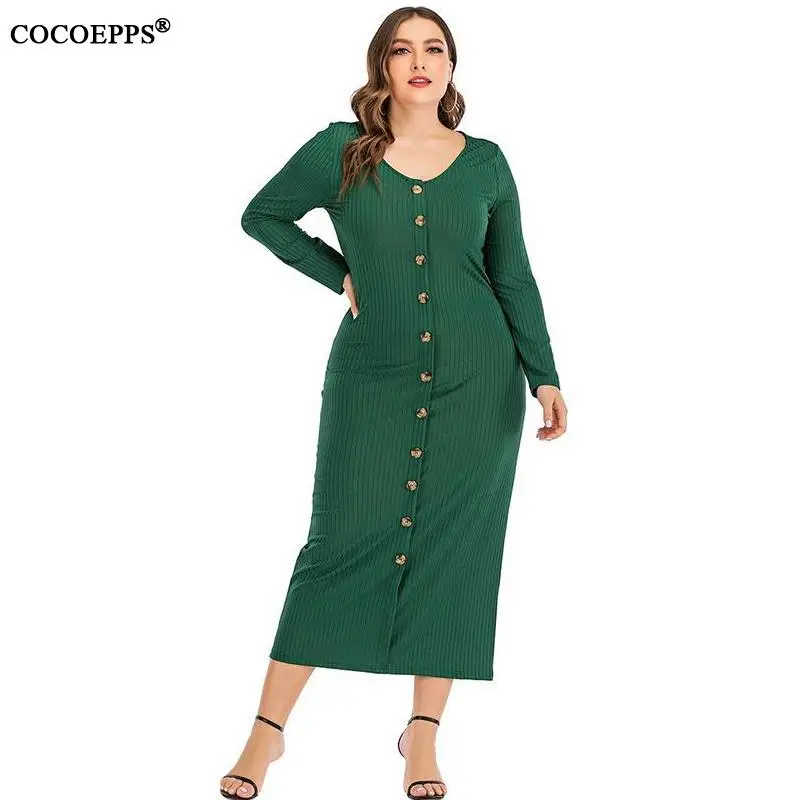 Женское весеннее трикотажное платье повседневное длинное большого размера