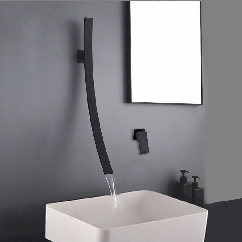 Современный настенный смеситель для раковины ULGKSD с носиком водопада 27 5 дюйма