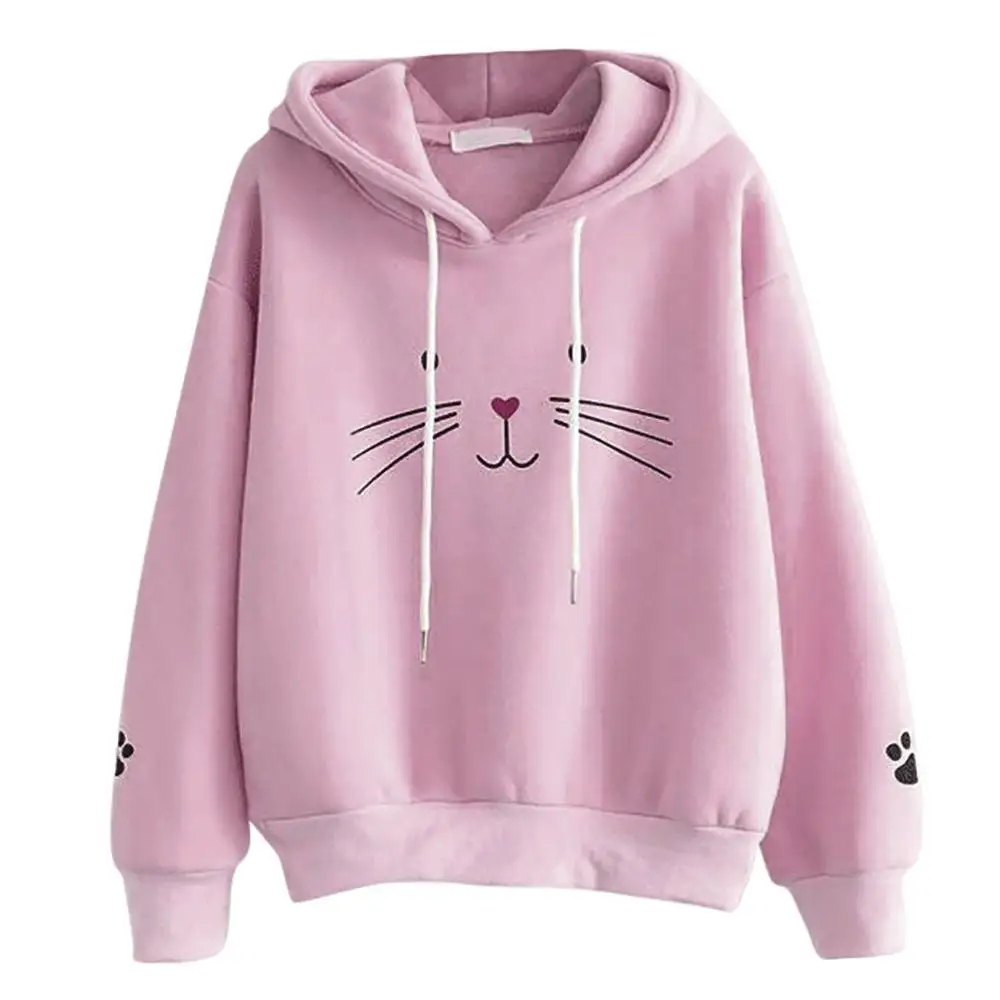 Kawaii, женские толстовки, Женская толстовка с принтом, корейский стиль, женская уличная одежда с капюшоном, осень, Moletom Feminino