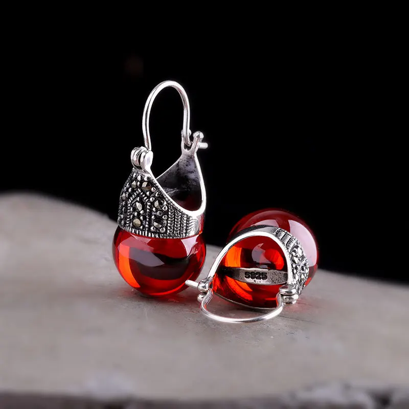 Uglyless HOT SALE Candy Colors Chalcedony Balls Dangle Earrings for Women Thai Silver 925 Brincos Jewelry E1514 | Украшения и