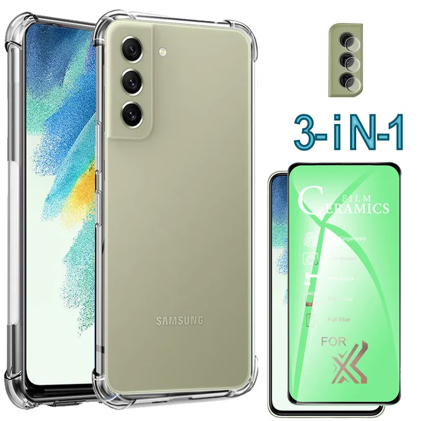 

Capa S21fe,Airbag Case For Samsung S21 FE Cases Soft Curved Ceramic Film Sansung S22 Plus S20 FE Transparent Shockproof Silicone Coque Samsung Galaxy S21 S20 Plus S22 Ultra Case
