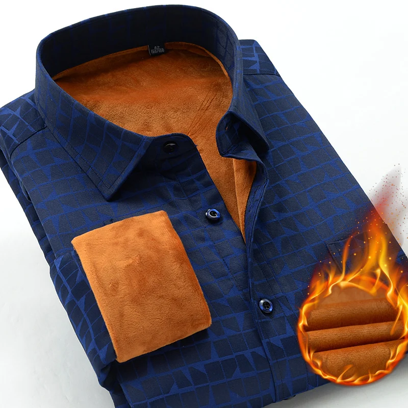 Winter Thick Shirts Men Formal Extra Large Cotton Long Sleeve Full Dress High Quality Plus Size M-4XL 5XL 6XL | Мужская одежда