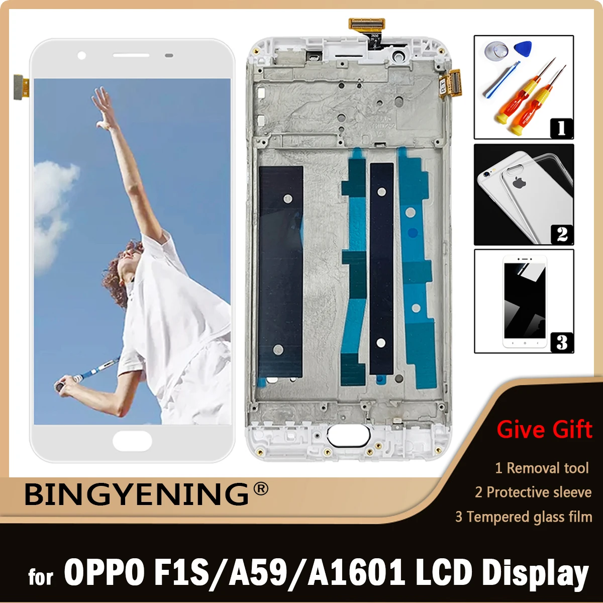 ЖК-дисплей с сенсорным дигитайзером в сборе для OPPO F1s 5,5 дюйма OPPO A59 A1601 с рамкой