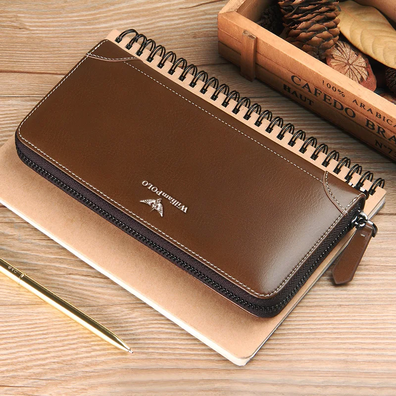 Длинный кожаный кошелек в стиле ретро для мужчин классическая сумка из