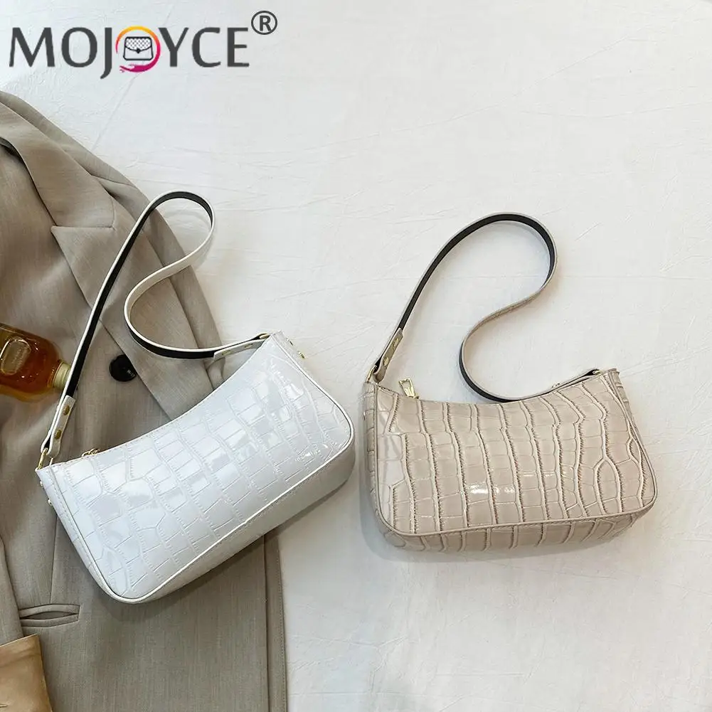 

Модная сумка из искусственной кожи под подмышек с крокодиловым узором, повседневные женские маленькие сумочки однотонного цвета, универса...