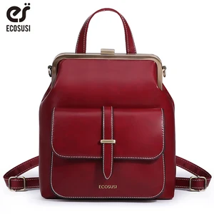 ECOSUSI, 10,6 дюймов, рюкзак, женские Сумки из искусственной кожи, сумка-мешок на плечо, Ретро стиль, женские сумки для путешествий, винтажная брендовая сумка 2019