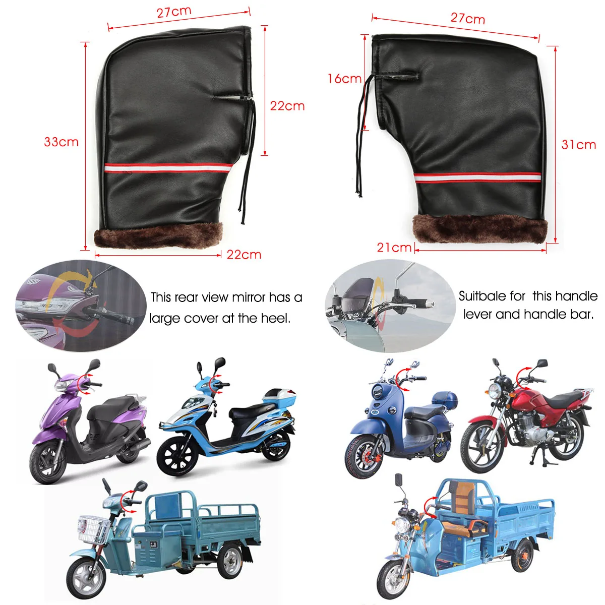 

New Motorcycle Handlebar Gloves Mitten Scooter Hand Muff Warmer Winter Waterproof Handlebar Grip Muff Riding Guantes