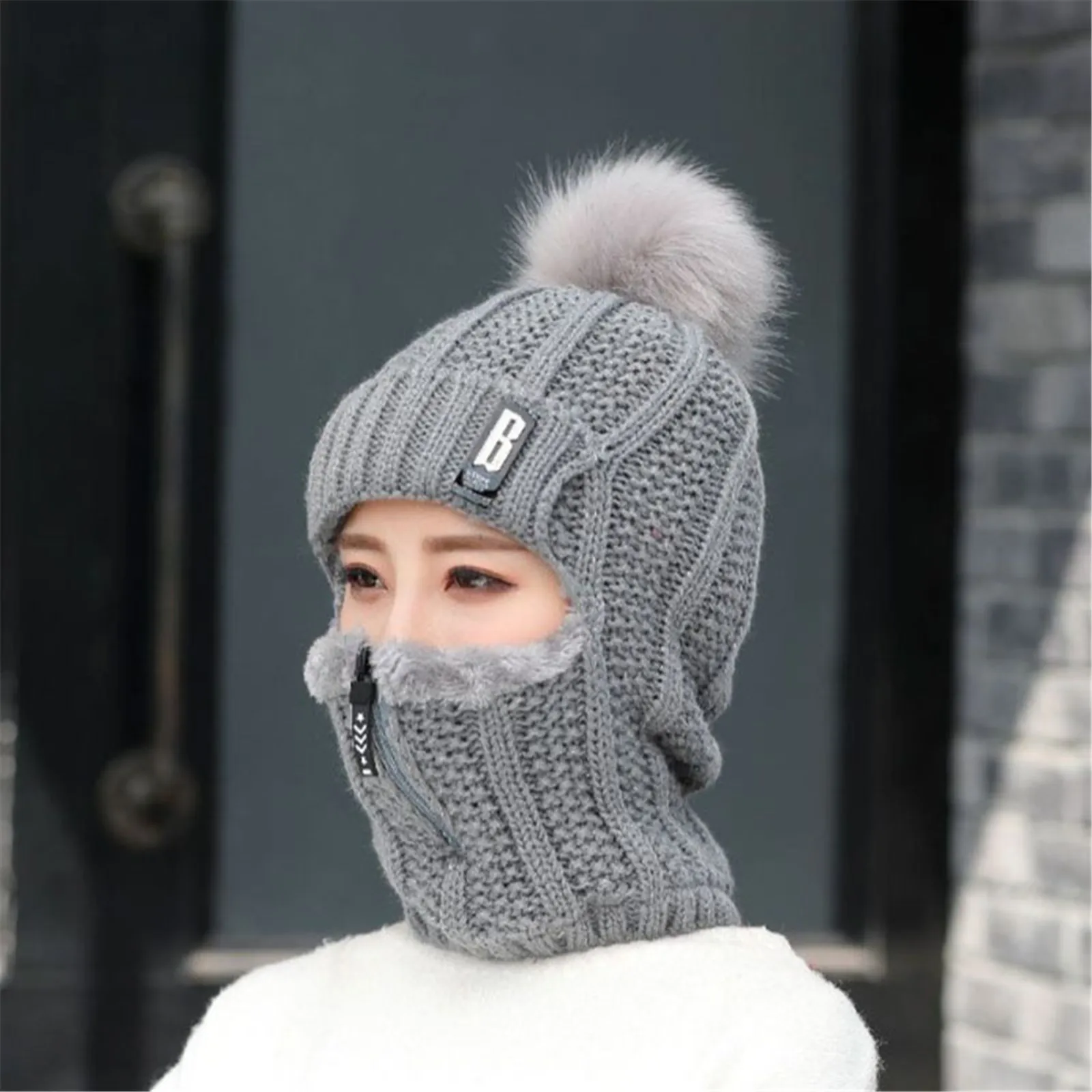 

Add Womens Earmuffs Flocking Thermal Hat Knitting Scarf Hat Cycling Warm Winter Hats For Women