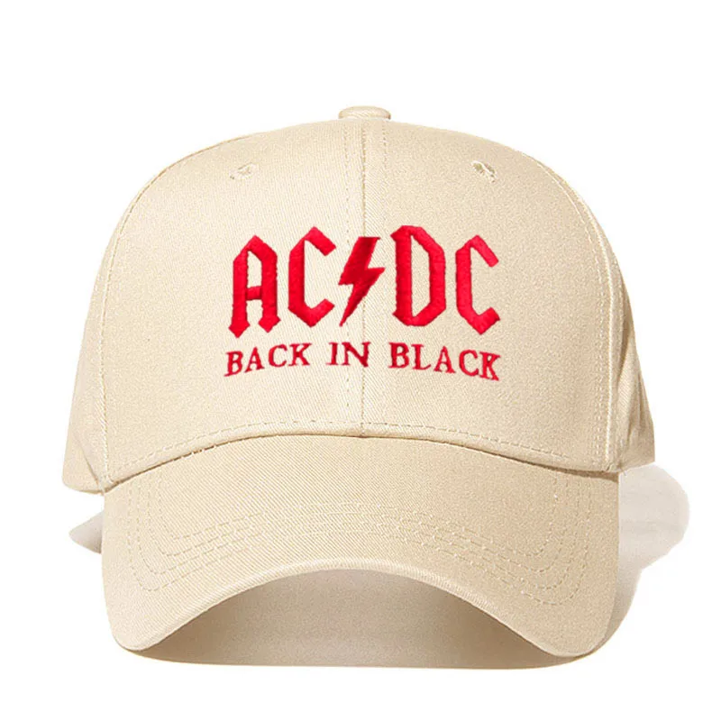 Beige RED Новинка, бейсболка с полосами AC/DC, кепка в стиле рок, хип-хоп, Мужская бейсболка acdc, Кепка с вышитыми буквами, Повседневная шляпа для диджея, рок, папы, Прямая поставка - Цвет: Beige RED