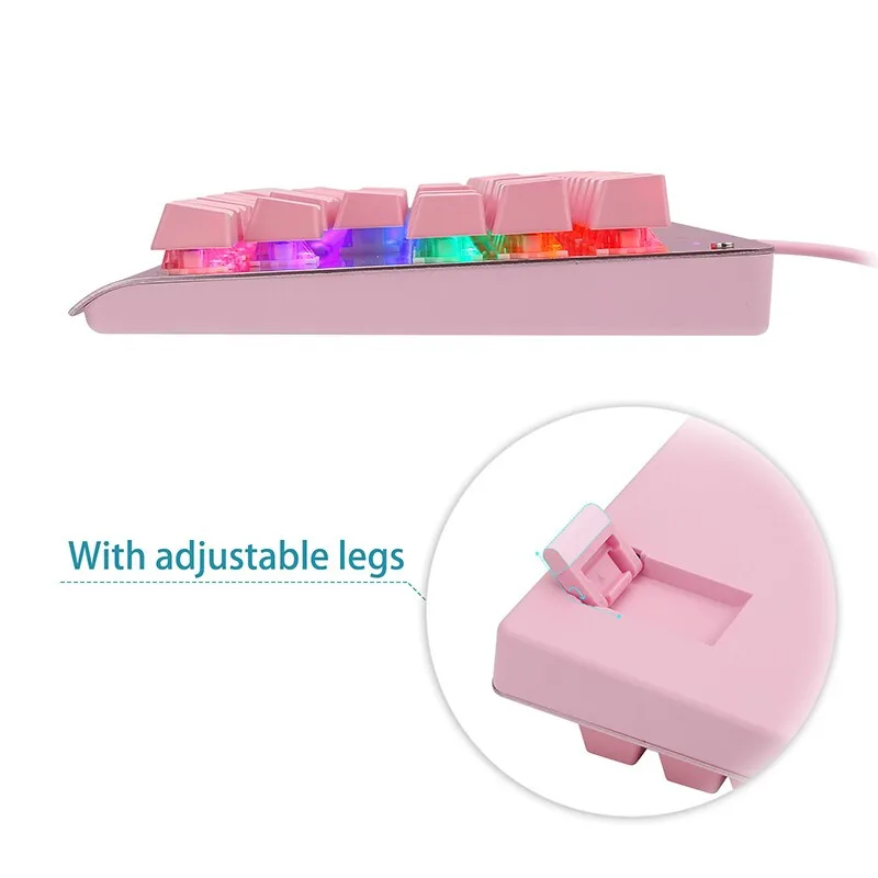 Z77 Eagle Tenkeyless Gaming Keyboard Mechanical Outemu Switch LED Backlighting 87 Key Aluminum for Gamer Typist PC Pink | Компьютеры и