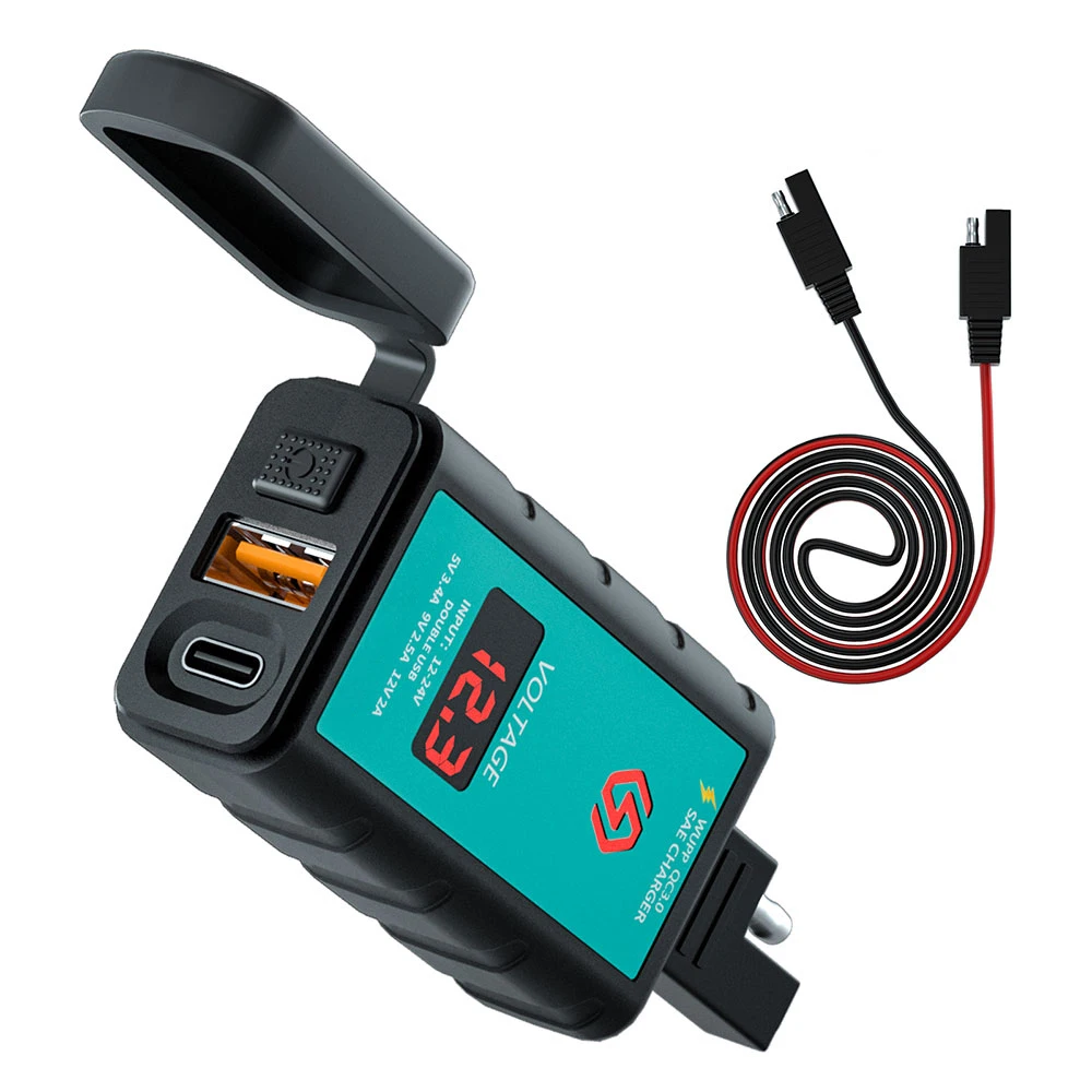 

Motorcycle Auto USB Charger Waterproof Voltmeter For Moto Motor Motorbike 12V Power Supply Socket Fast Charging Dual Port