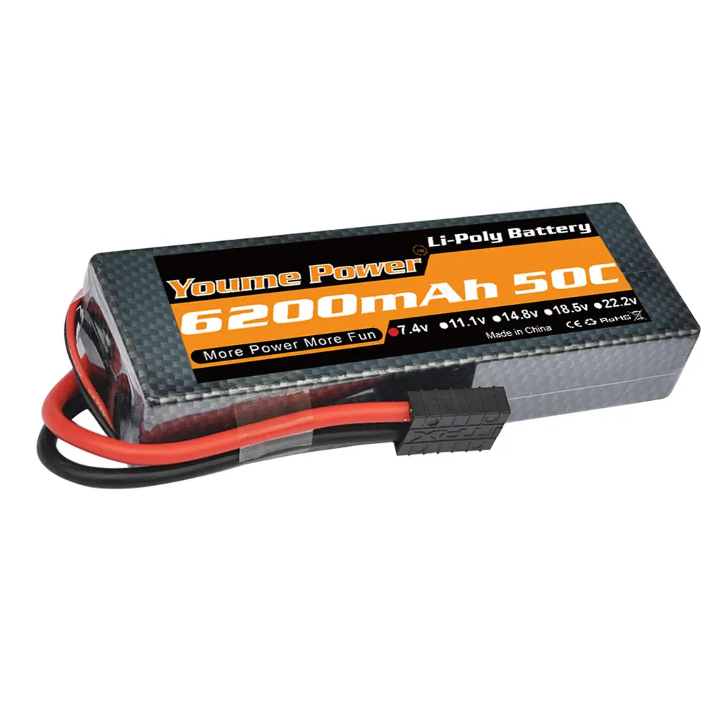 YOUME 7,4 V 6200mAh Lipo батарея 2s lipo 50C с штекером Deans XT60 XT90 trx разъем для Traxxas 1:8 1:10 RC автомобиль грузовик вертолет