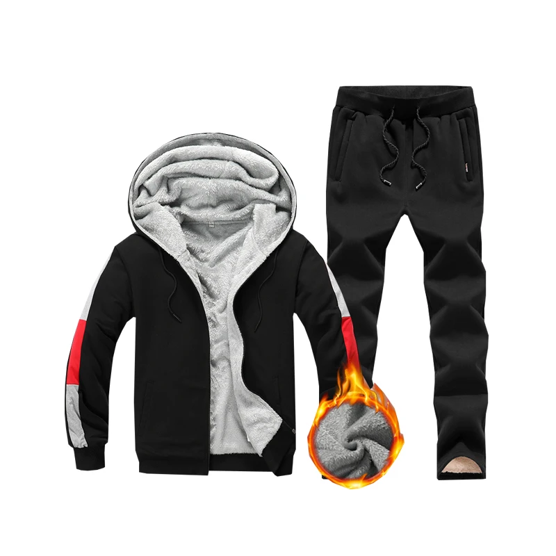 Зимний толстый теплый спортивный костюм с капюшоном из искусственной овчины