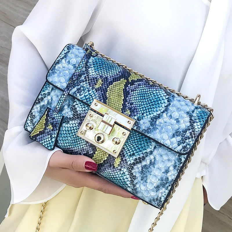 

Luxury Handbag Designer Bags For Women 2020 Leather Flap Clutch Purse Chain Serpentine Ladies Shoulder Messenger Bags Sac A Main