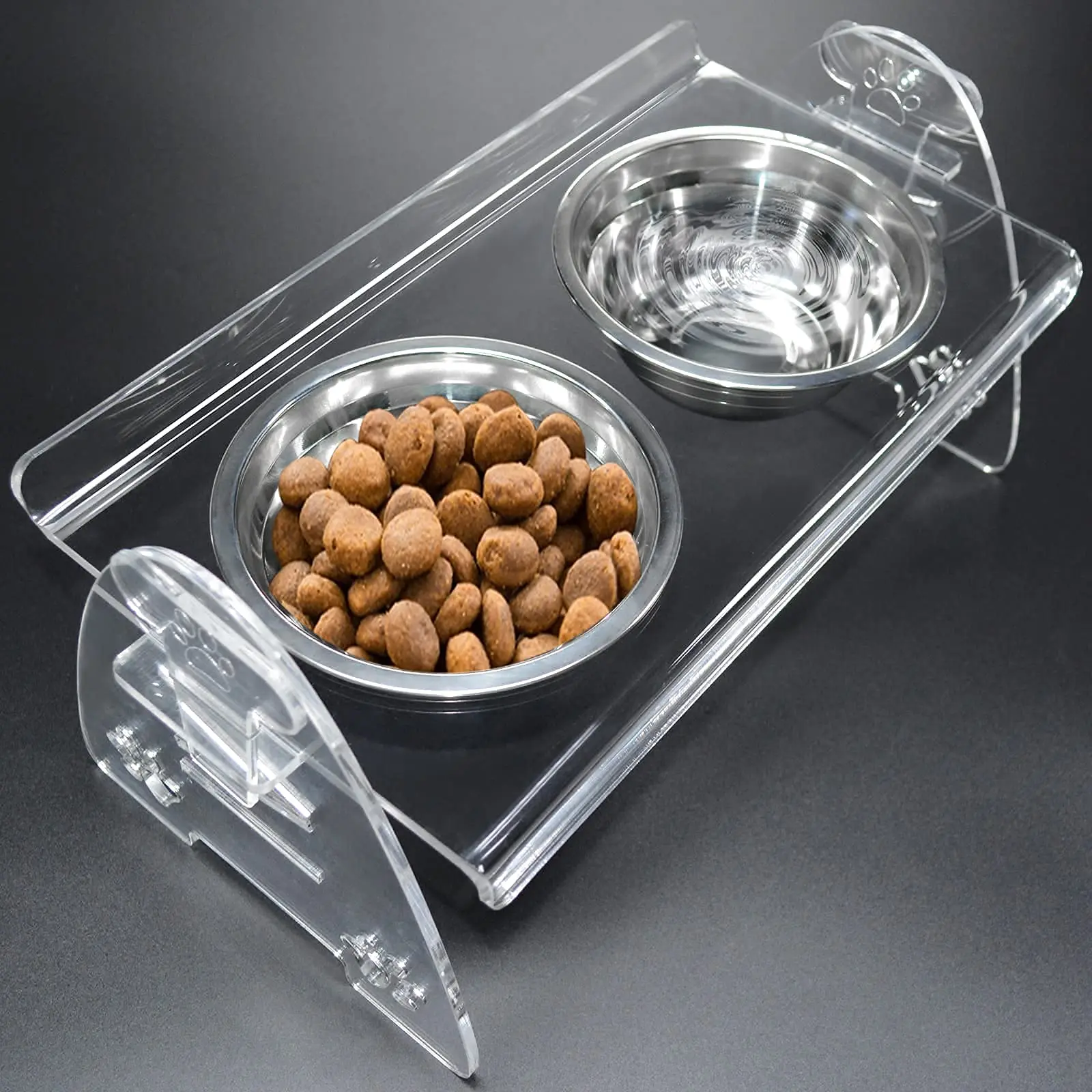 

Dog And Cat Bowl Overhead Set-Acrylic Feeder Stand Food And Hydroponic Tableware, Suitable For Small Pets