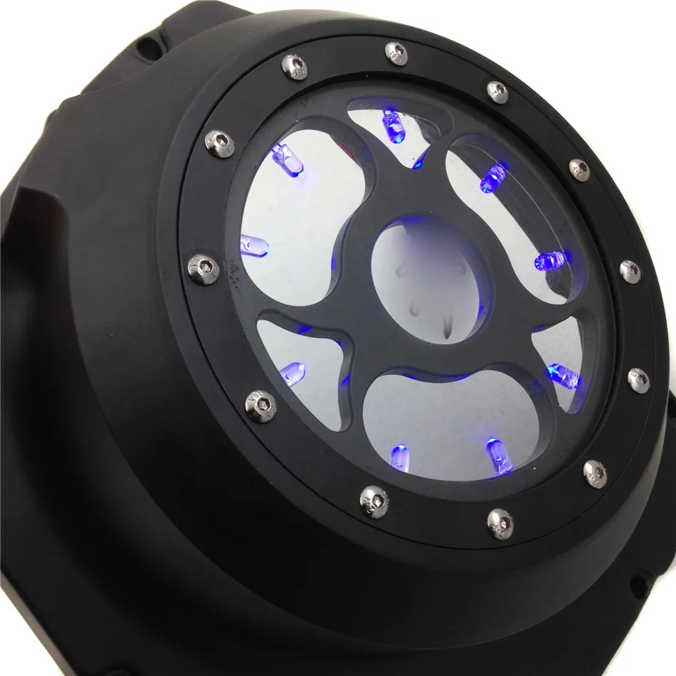 Aftermarket мотоцикл части синий светодиодный прозрачный Двигатель сцепления Крышка для Suzu GSX1300R Hayabusa B-king черный