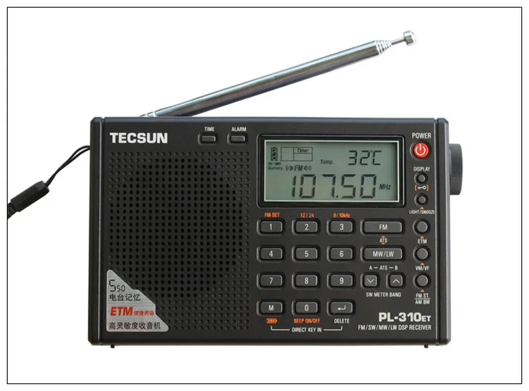 Black TECSUN PL-310ET цифровое радио PL310ET FM AM MW SW LW DSP радио приемник мировой диапазон радио Цифровая Демодуляция стерео радио - Цвет: Black