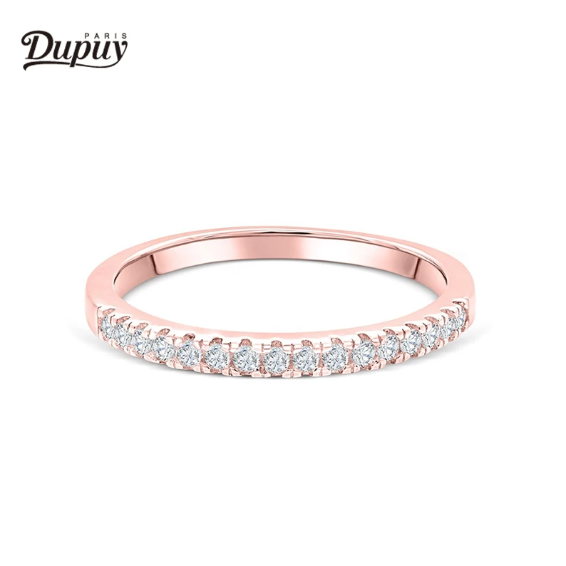 DUPUY покрытое розовым золотом кубический цирконий обручальное кольцо с круглой