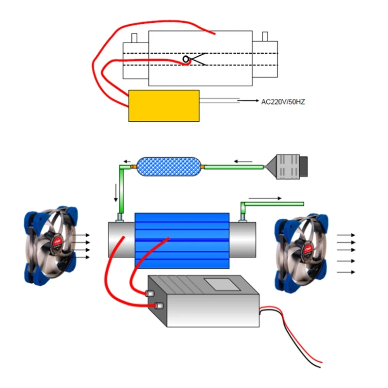 

10g/h 10 Ggrams Quartz Tube Type Ozone Generator Water Purifier Air Cleaner Sterilizer Accessories AC 220V