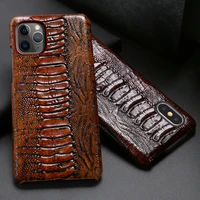 genuine leather phone case for iphone 12 mini 11 pro ostrich foot texture for apple x 11 max 12 6 6s 7 8 plus se 2 2020 cover
