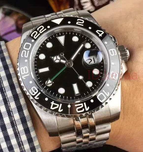 Роскошные брендовые Керамические Мужские часы Gmt черные мужские механические