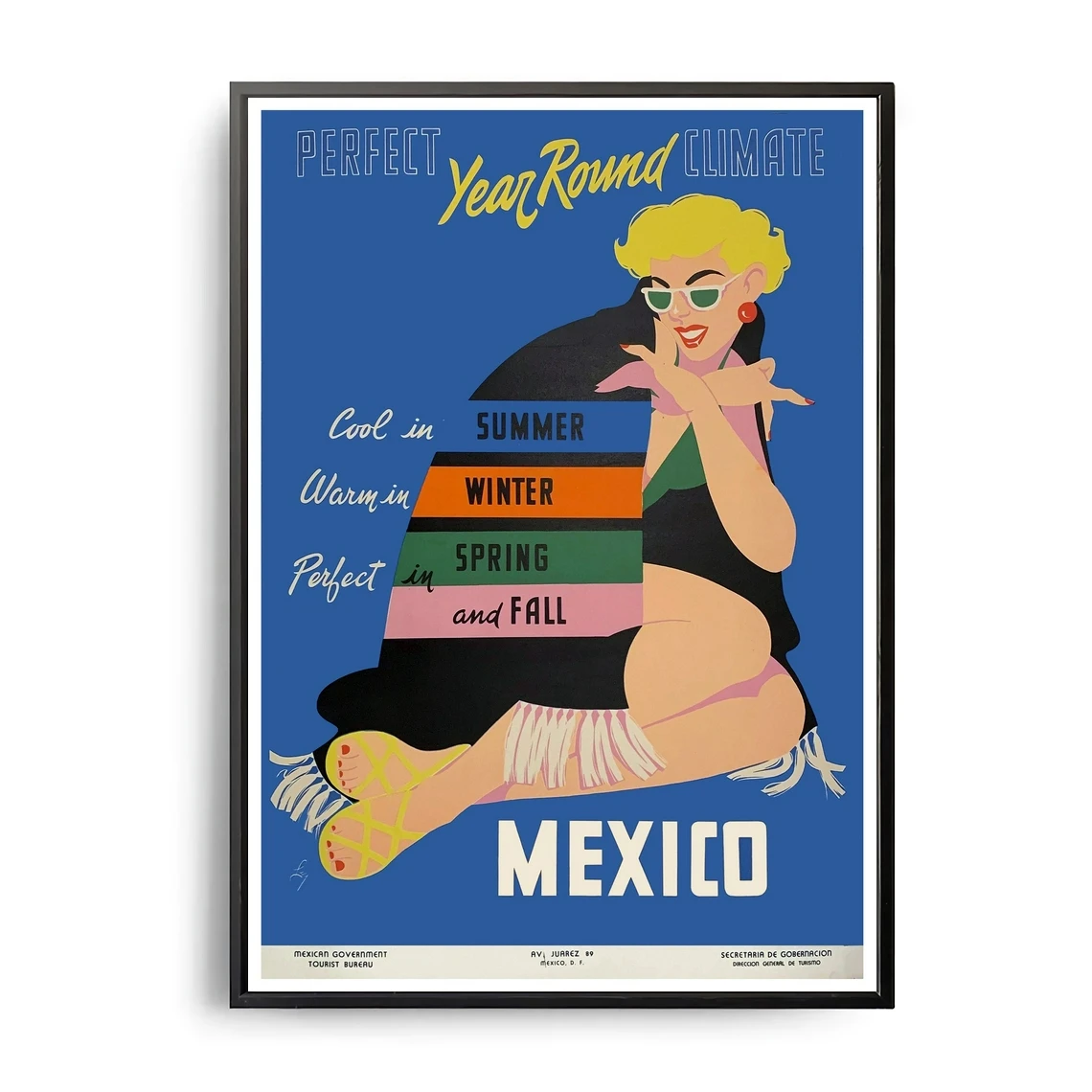 

Перепечать винтажного постера для путешествий в Мексику-идеальный круглый год, Ретро Художественный постер, печать, домашний декор, настен...