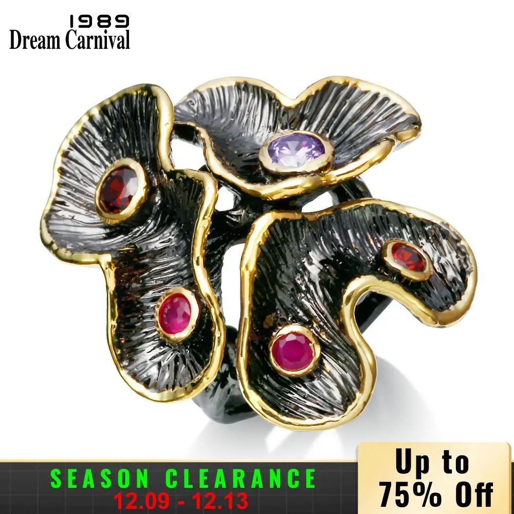 DC1989 Special New Colors Rings For Women Flower Engagement Ring Gold& Black Plated Environmental Friendly Material Lead Free