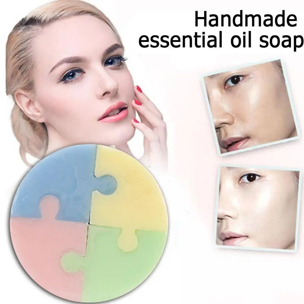 100g Beauty Soap Mite Removal Puzzle Soap Plant Handmade Acne Soap Cleansing Control Moisturizing Oil Essential Soap Mite O U9N7