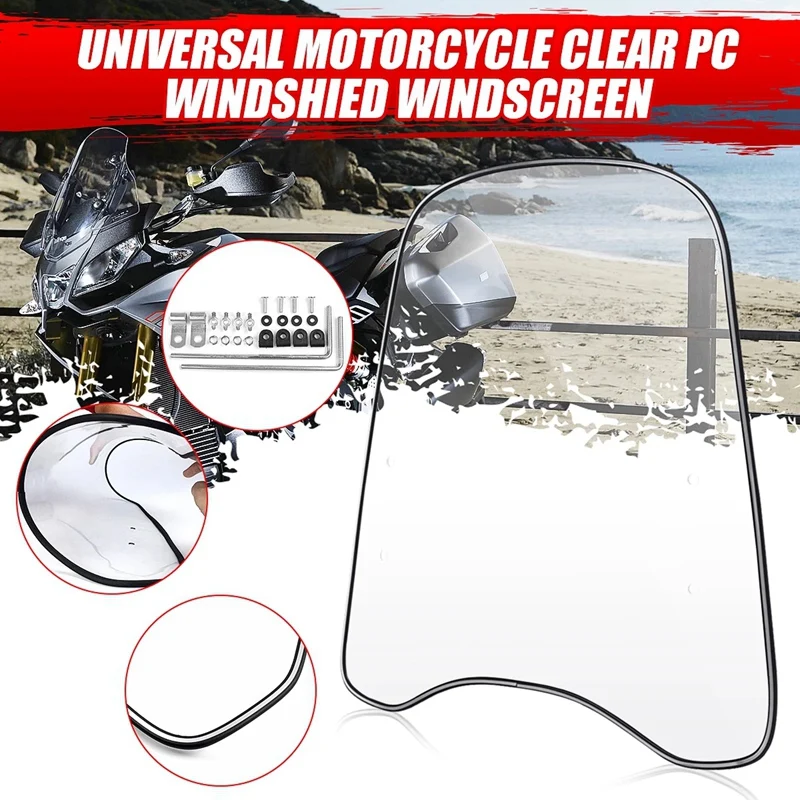 

2Mm Thick Universal Motorcycle Windshield Windscreen Clear Deflector Wind Shield Clear