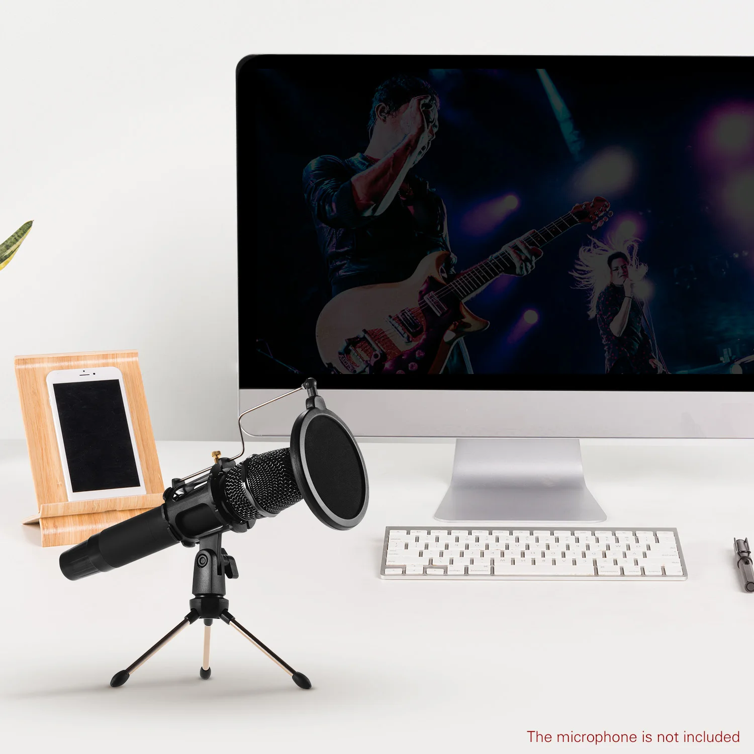 Mini Desktop Microphone Stand + Shock Mount Mic Holder Pop Filter Kit for Studio Recording Online Chatting Singing Meeting | Электроника