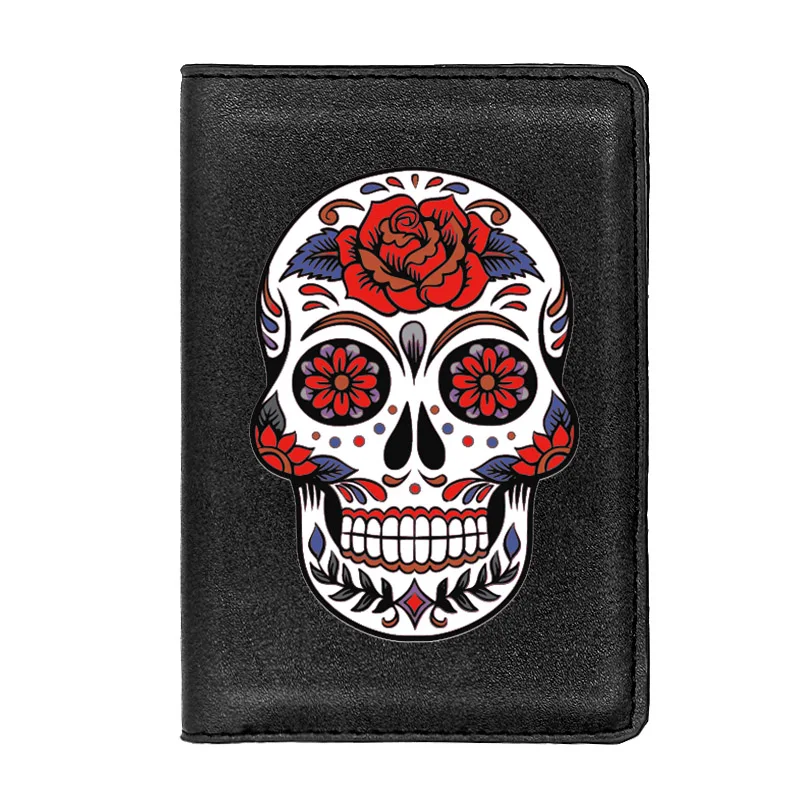 

Steampunk Flower Skull Passport Cover Men Women Leather Slim ID Card Travel Holder Wallet Document Organizer Case