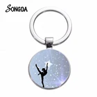 Балета брелок для девушек с надписью I Love танцевальный гимнастический балетки стеклянный брелок для ключей с серебряным покрытием для дня рождения, рождественский подарок для ребенка