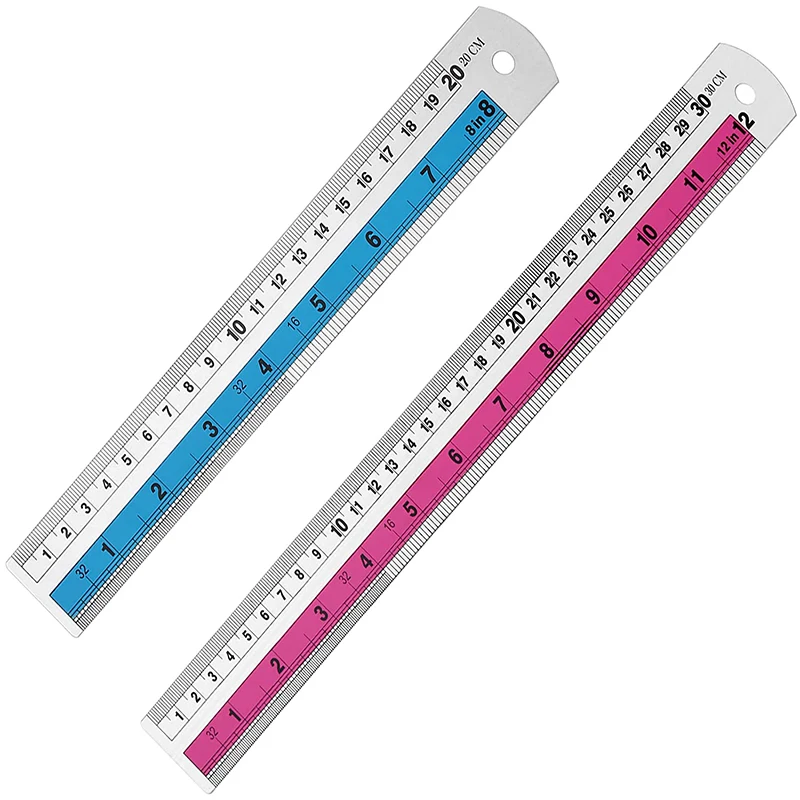 

MIUSIE 2 Pcs Stainless Steel Ruler Straight Edge Ruler For Measuring Hand Tool Engineering And Stationery Drafting Accessory