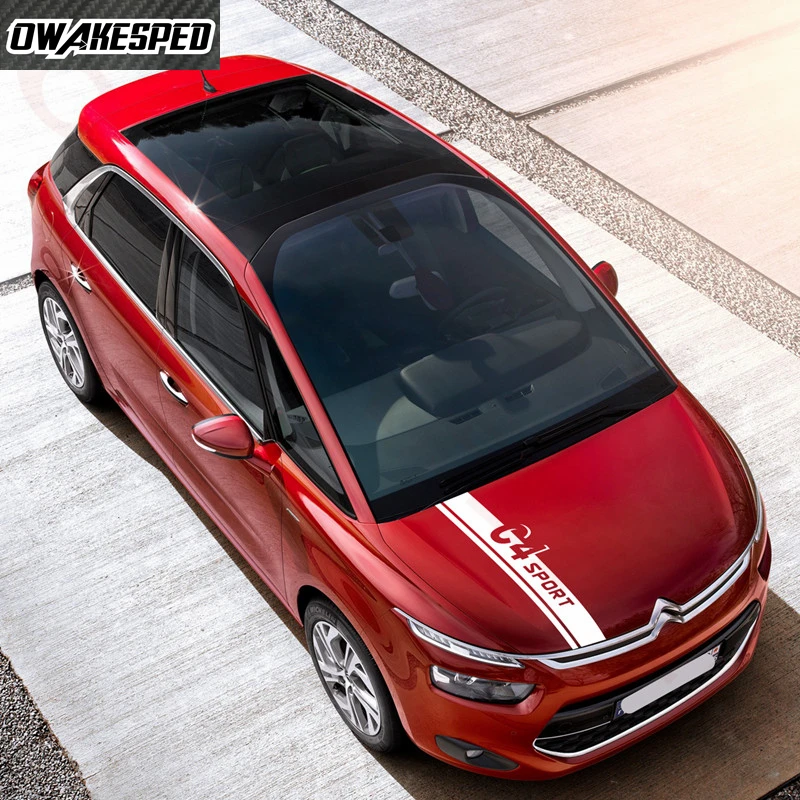 

Auto Hood Engine Cover Vinyl Decals Car Head Bonnet Decor Sticker For-Citroen C4 Sport Stripes Accessories Stickers